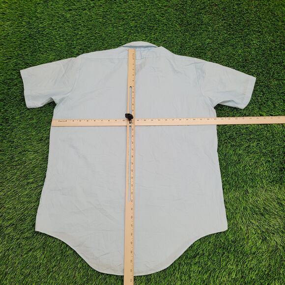 Vintage 70s Disco MOD Button Shirt XL 23x32 Powder-Blue - Picture 7 of 11